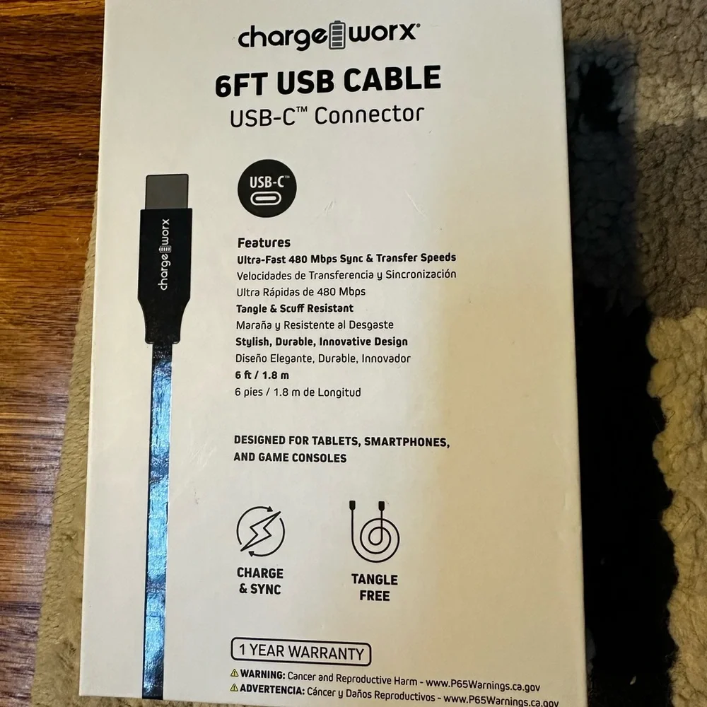 Black USB-C Cable 6ft